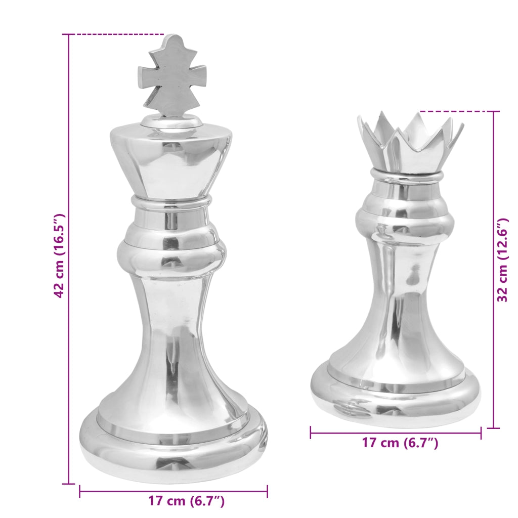 Sculture da Scacchi 2 pcs Argento Alluminio