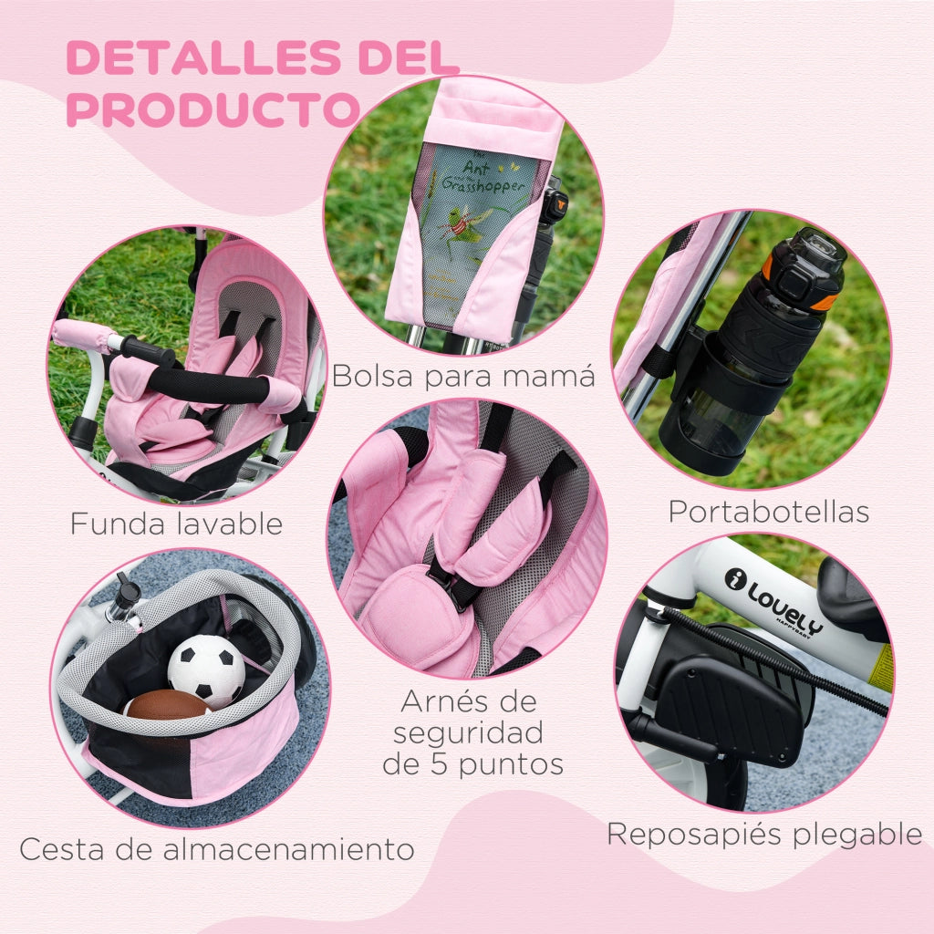 Triciclo Bambini con Portabottiglie ¨C Zephmum ¨C Rosa