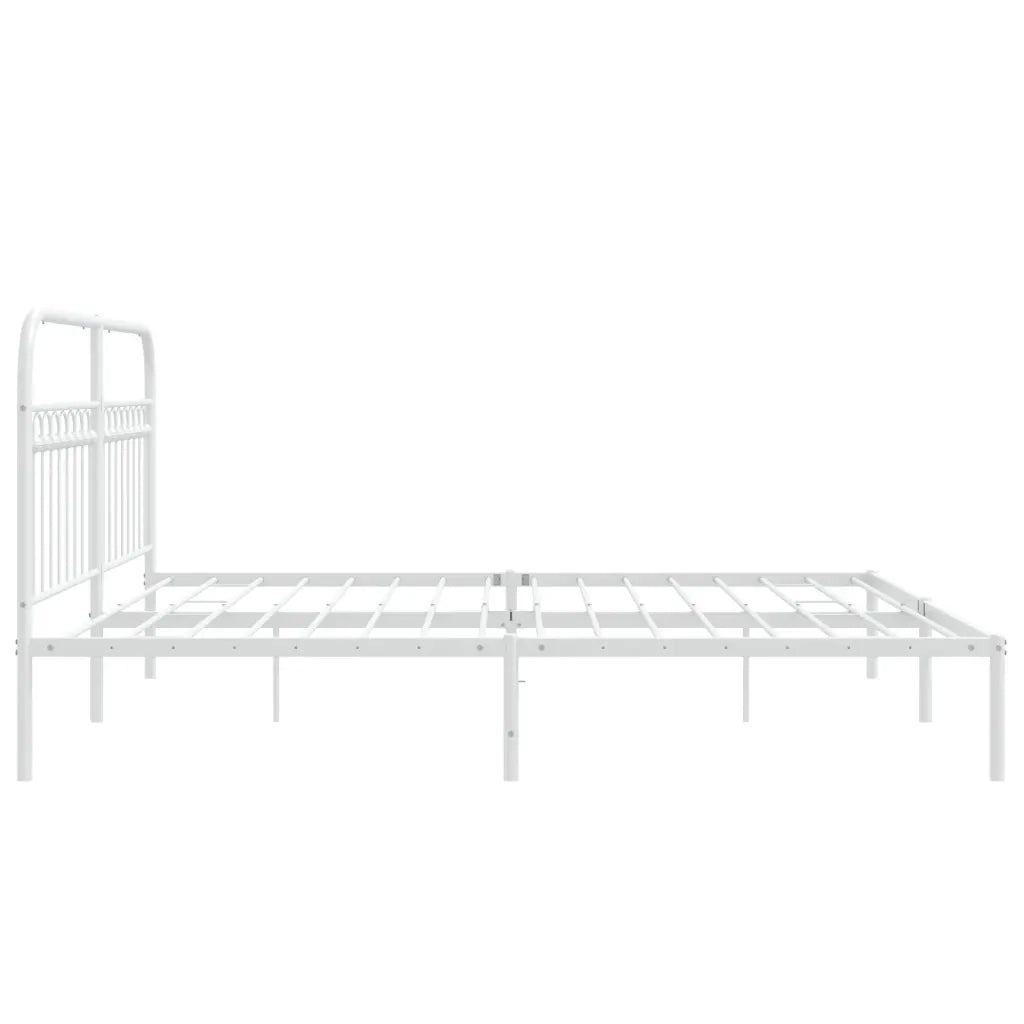 Giroletto con Testiera-Struttura Letto con testiera Metallo Bianco 183x213 cm 560067