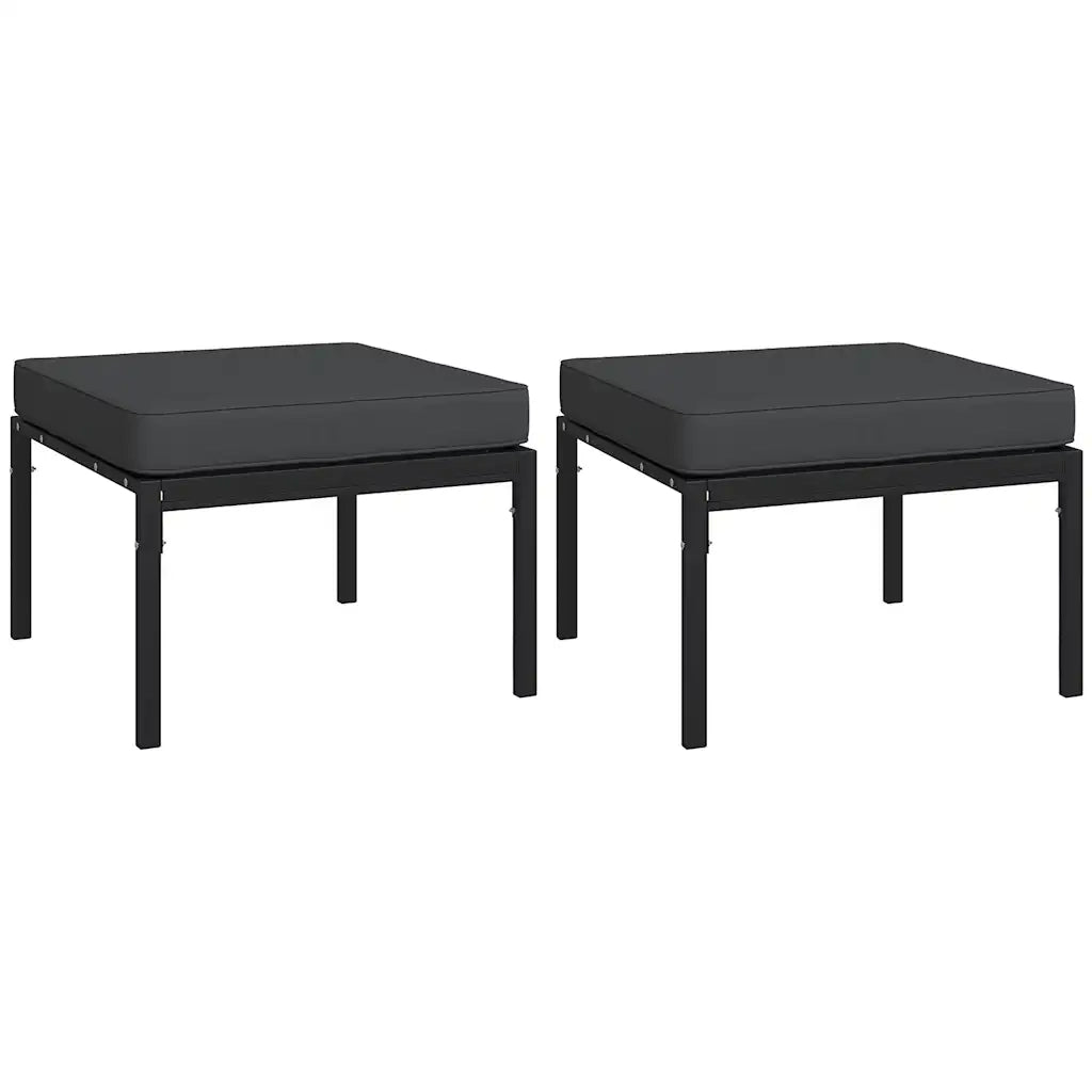 Sedia da giardino-Poggiapiedi Giardino con Cuscini Grigi 2pz 60x60x35 cm Acciaio