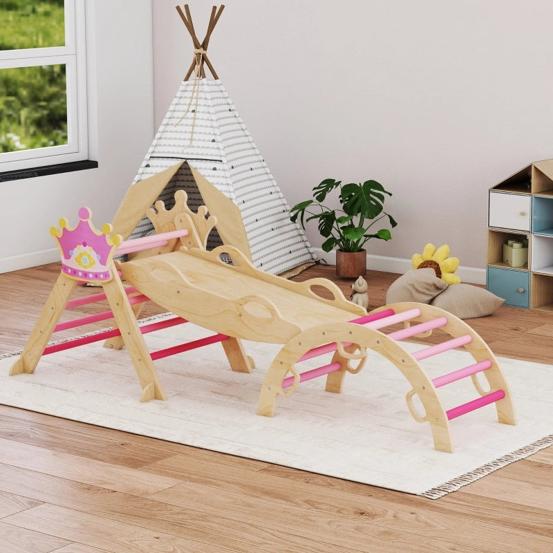 GIOCO DA ARRAMPICATA INDOOR 8-IN-1 98x44x19 cm Legno Rosa