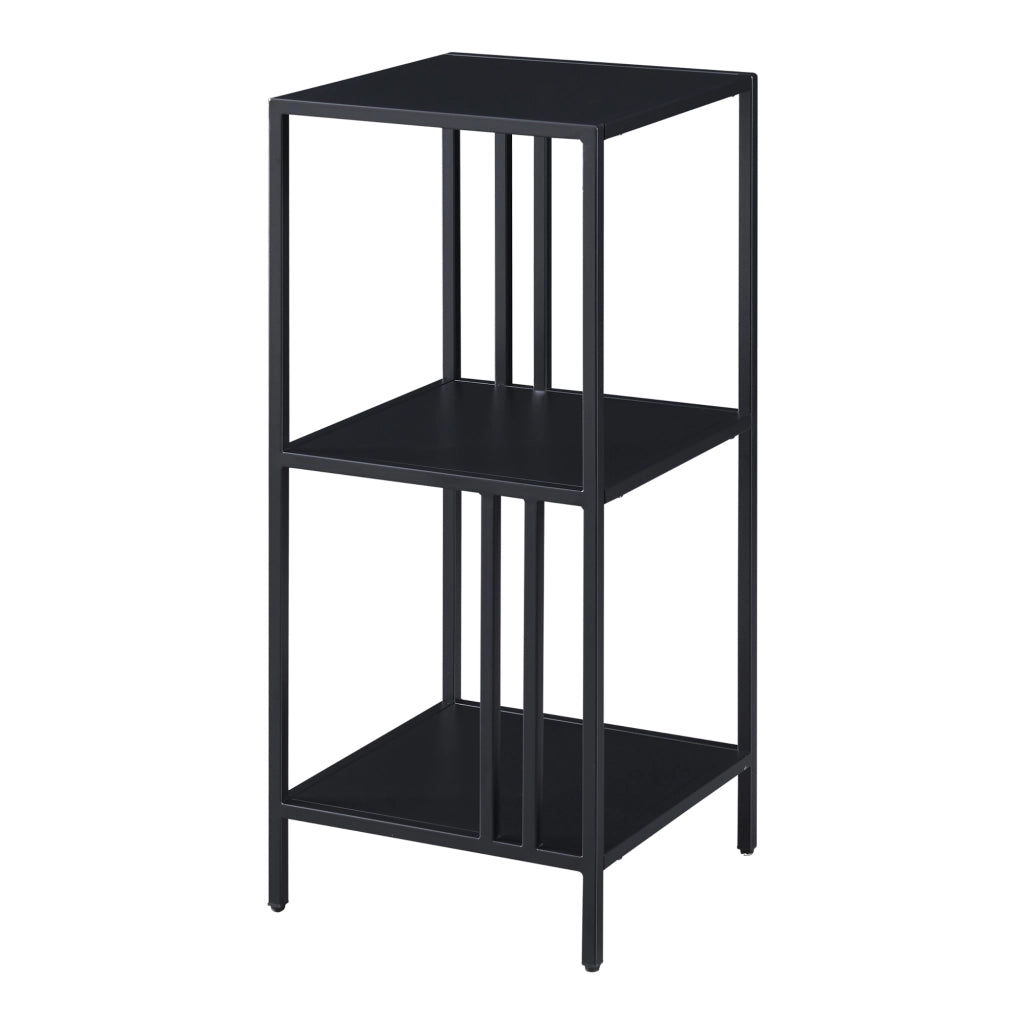 Scaffale Basso Kumlinge in Acciaio a 3 Ripiani Quadrati 80 x 35 x 35 cm Nero [en.casa]