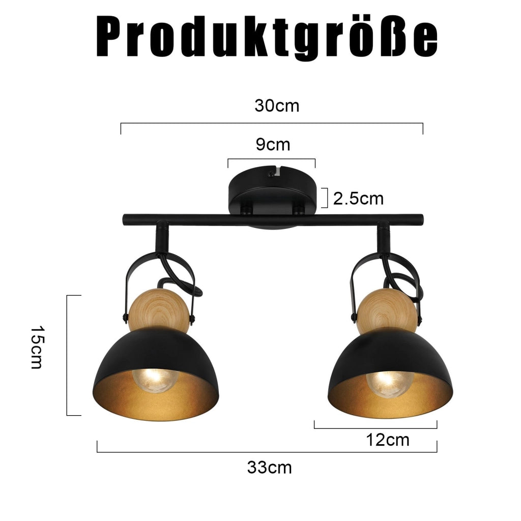 ZMH Faretto da soffitto a 2 luci orientabile a 350° Vintage Plafoniera Soggiorno