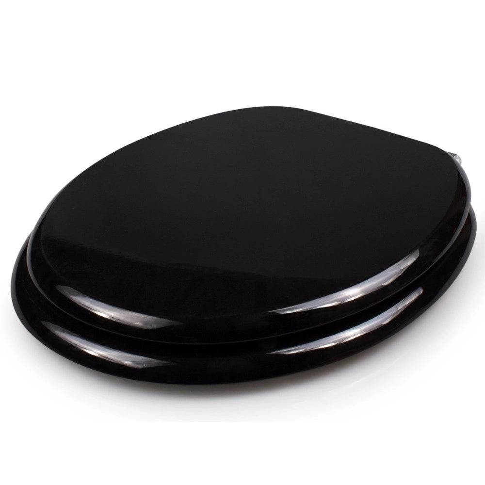 Trade Shop - Copriwater Copri Water Sedile Wc Bagno Universale Cerniere Acciaio Nero 52970a -
