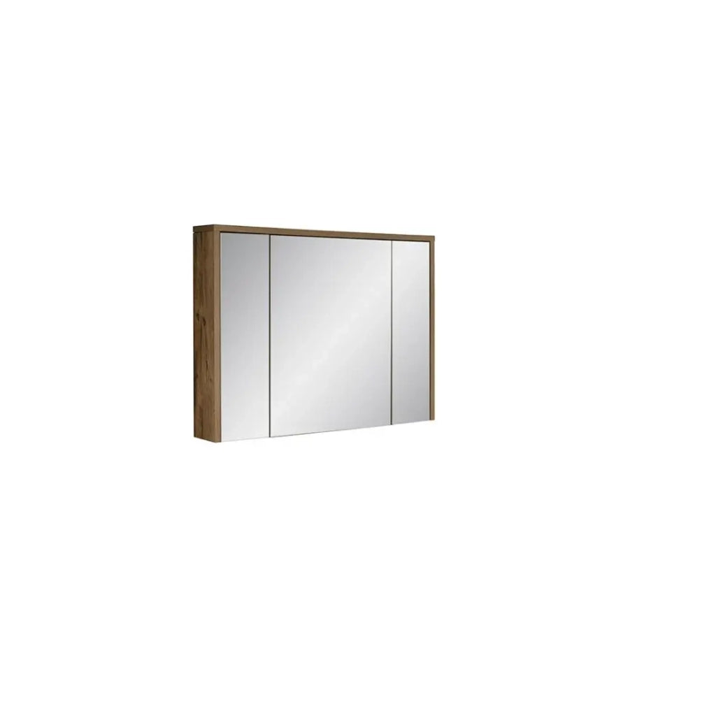Mobile da bagno GABI 100 cm – 3 porte specchio – Finitura ardesia e legno – Da appendere