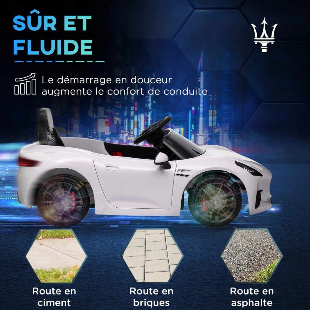 Auto elettrica per bambini Maserati Gran Turismo Folgore ¨C zephmum ¨C Bianco 12V con telecomando