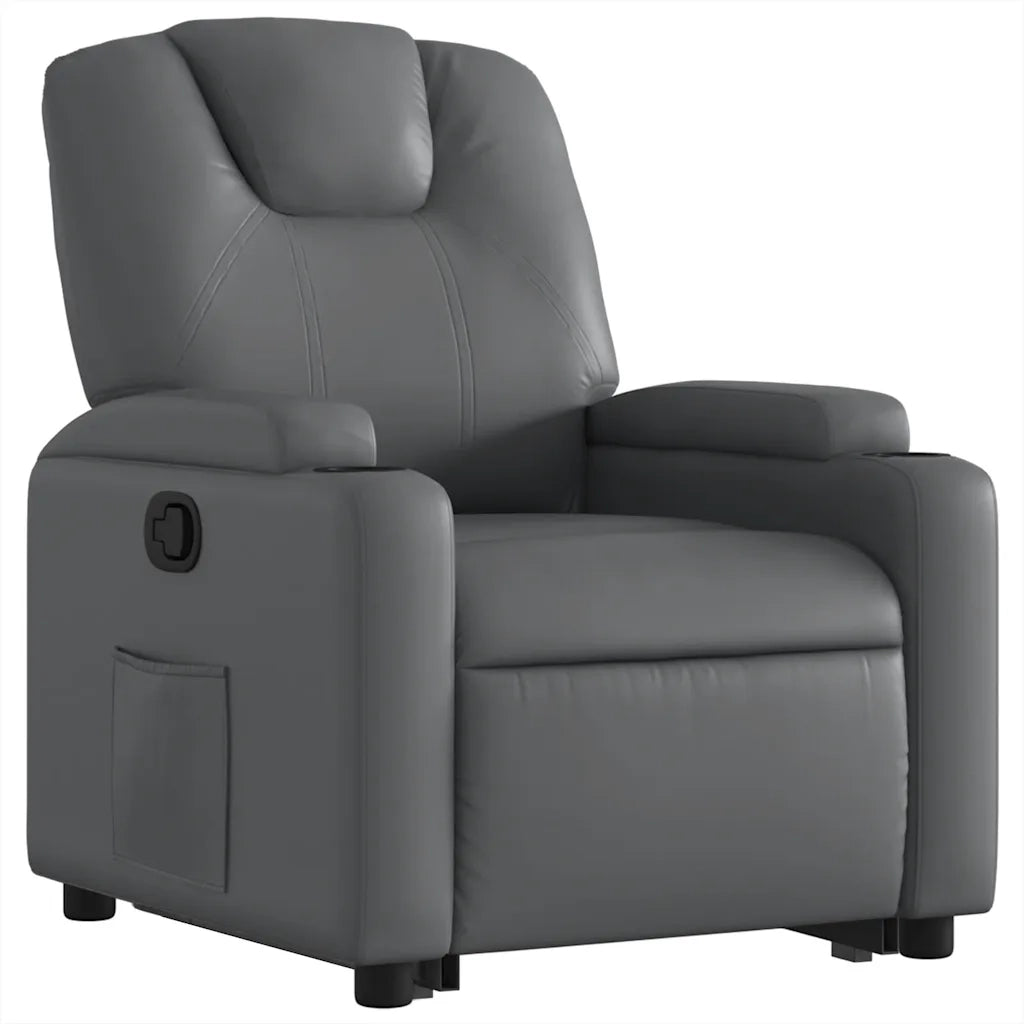 Poltrona Alzapersona Reclinabile Grigio in Similpelle 3204433