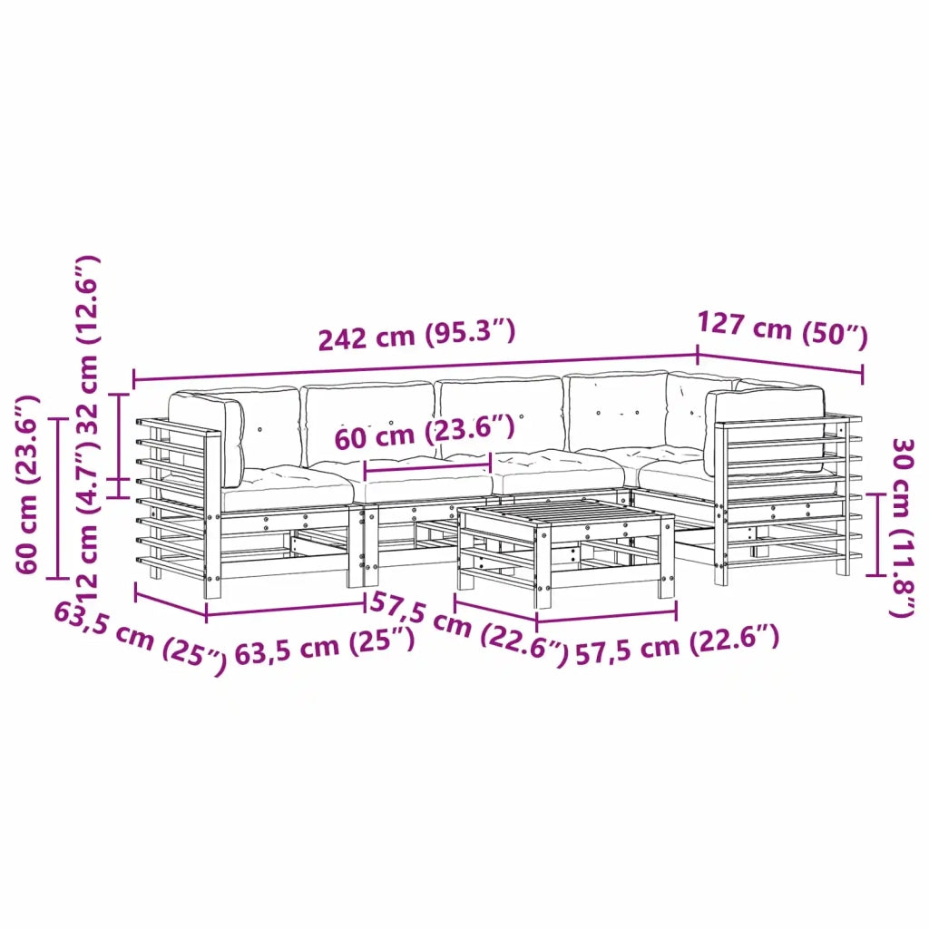 Set Lounge da Giardino 6 pcs Marrone Cerato