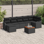 Set Divano da Giardino con cuscino 8 pcs Nero polyrattan