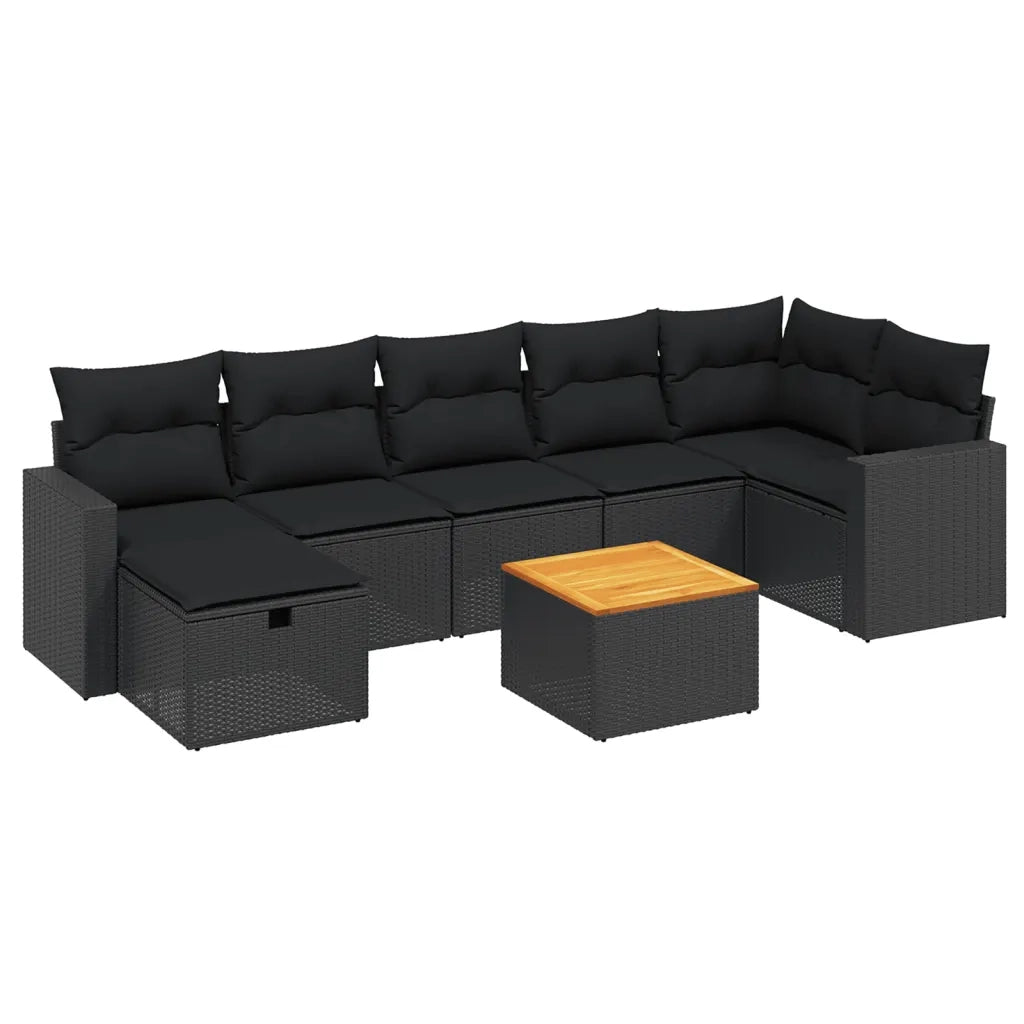 Set Divani da Giardino con Cuscini 8 pz Nero in Polyrattancod mxl 90838