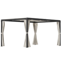 Pergola da Giardino 3x3m con Tende in Alluminio e Acciaio Beige