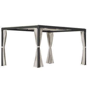 Pergola da Giardino 3x3m con Tende in Alluminio e Acciaio Beige