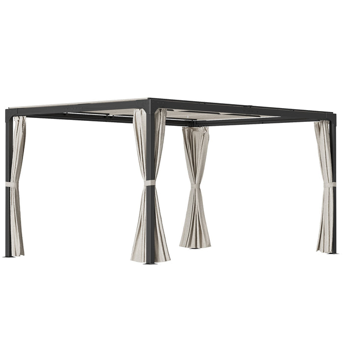 Pergola da Giardino 3x3m con Tende in Alluminio e Acciaio Beige