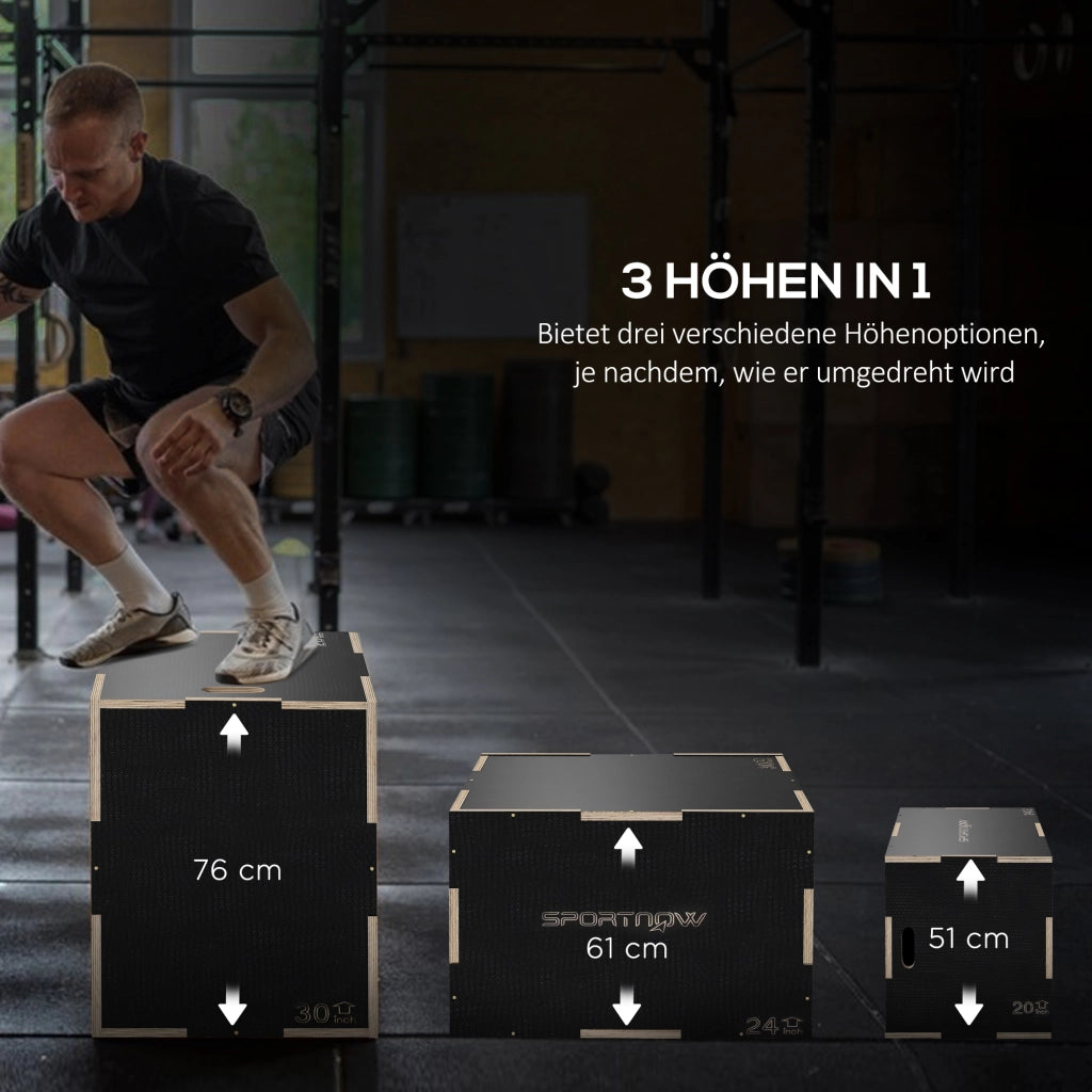Plyo Box per Allenamento Funzionale ¨C Xylo ¨C 76x61x51 cm Nero Robusto fino 120 kg