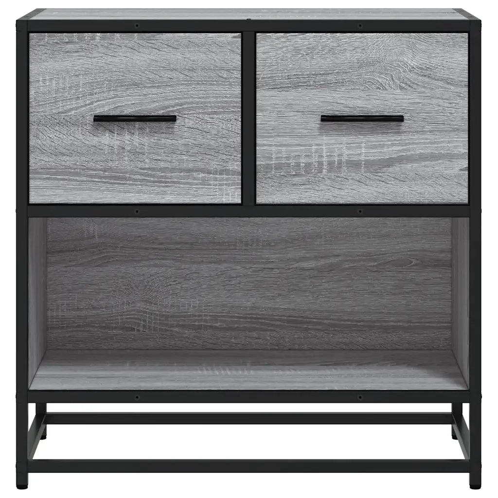 Comodino-Tavolino da notte Grigio Sonoma 60x31x60 cm Legno Multistrato e Metallo