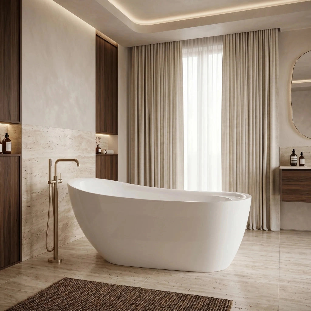 Vasca Da Bagno Freestanding Rea Orte 180 Copritappo bianco