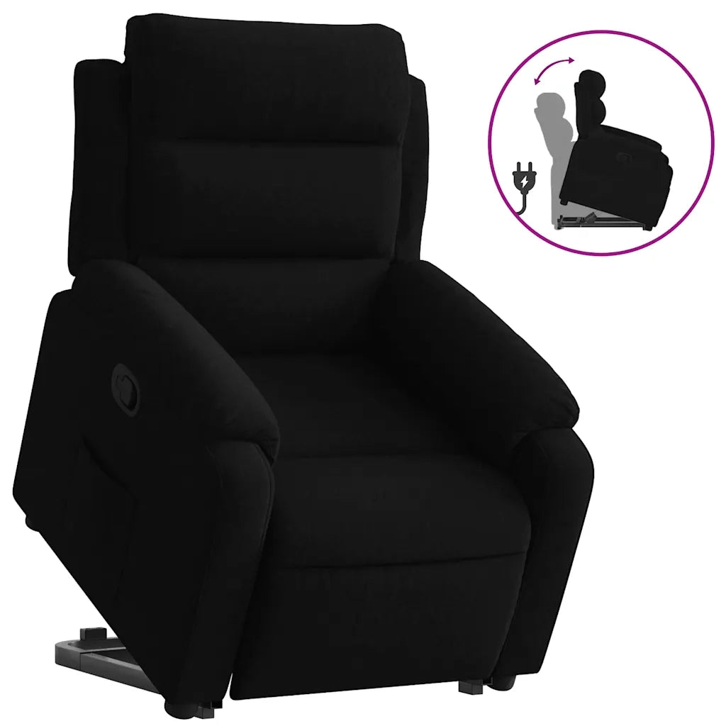 Poltrona | Sedia Relax Alzapersona Reclinabile Nera in Velluto