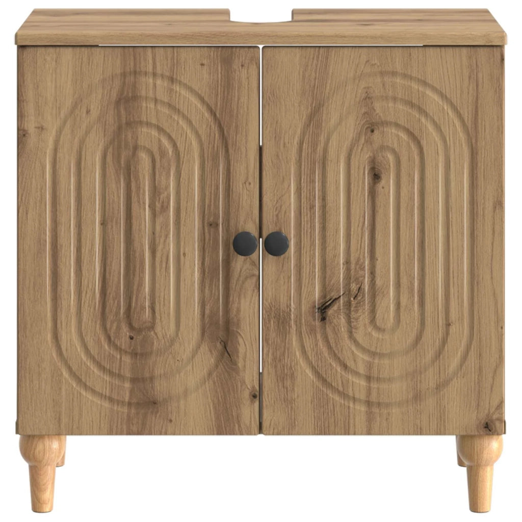 Armadio per Lavabo da Bagno ALKMAAR Rovere Artigianale 896134