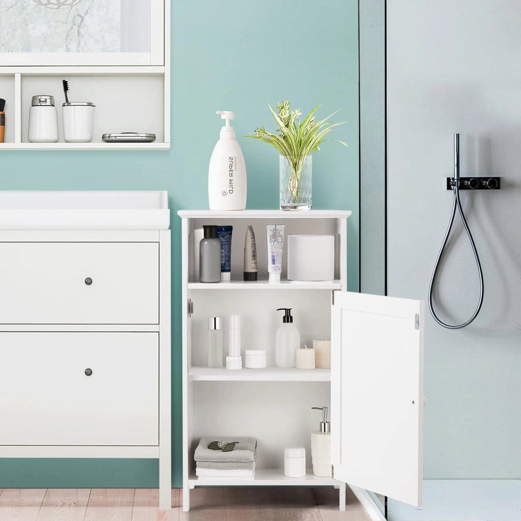Mobile bagno, Armadietto Multiuso e Salvaspazio con Ante e Mensola Regolabile, Mobiletto in Legno per Soggiorno, Camera da letto e Ufficio, 40 x 30 x 70cm (Bianco)