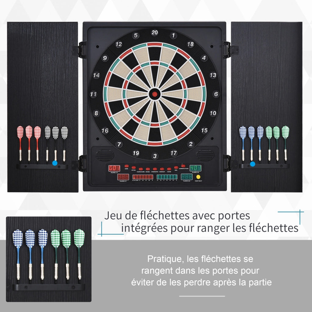 Bersaglio Freccette Elettronico ¨C Xylo ¨C 27 Giochi 202 Varianti Display LED 8 Giocatori Nero