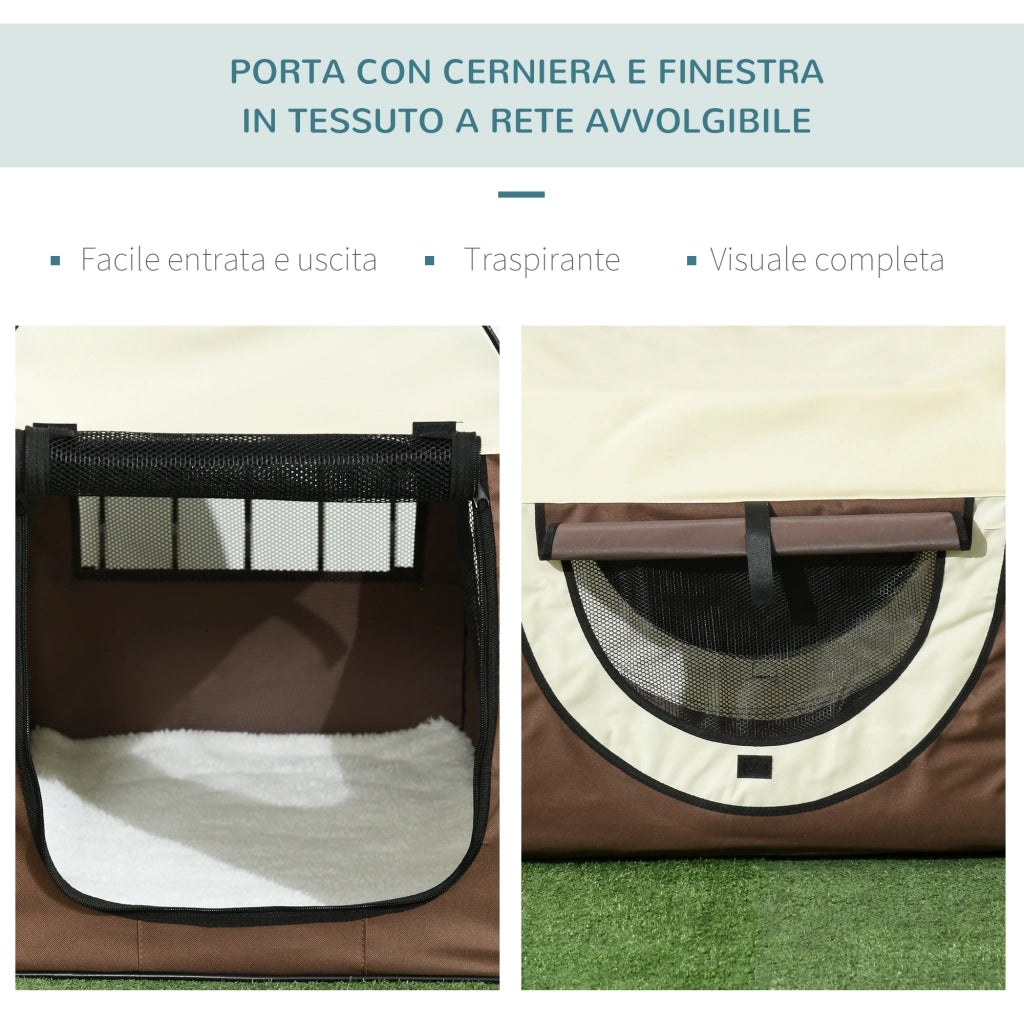 Trasportino per Animali Domestici Pieghevole ¨C Zephmum ¨C Marrone, Oxford, 70x51x59cm