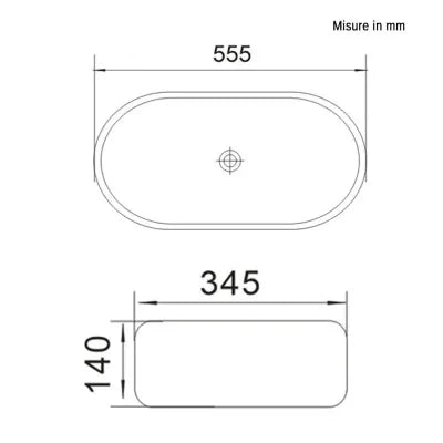 Ciotola da appoggio in ceramica ovale 55,5x34,5 cm bianco lucido