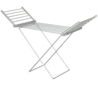 Stendino Elettrico Riscaldato con Ali Pieghevole Salvaspazio in Lega di Alluminio, 144x53x91cm, Argento