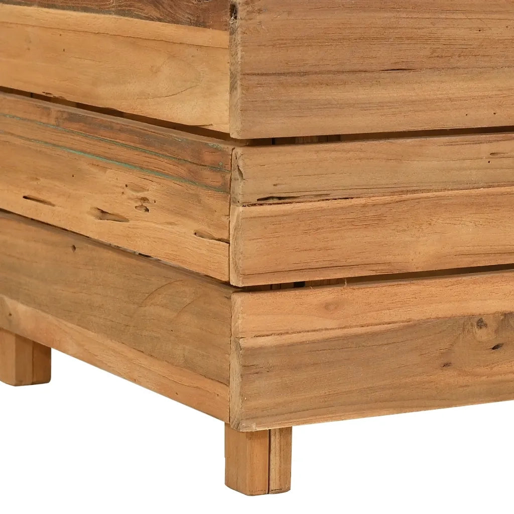 Fioriere | Cassetta per fiori | Letto Rialzato 100x40x55 cm Legno di Teak di Recupero e Acciaio