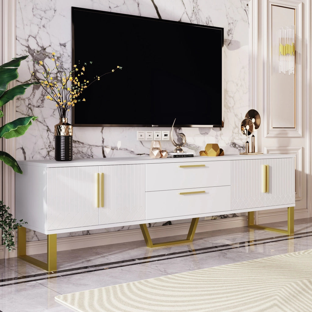 Credenza TV bianca in MDF; 170 cm
