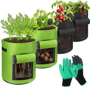 Set di contenitori per piante, 4 pezzi, 40 litri, contenitori per piante in vimini, con maniglie robuste, per balcone, terrazza e giardino