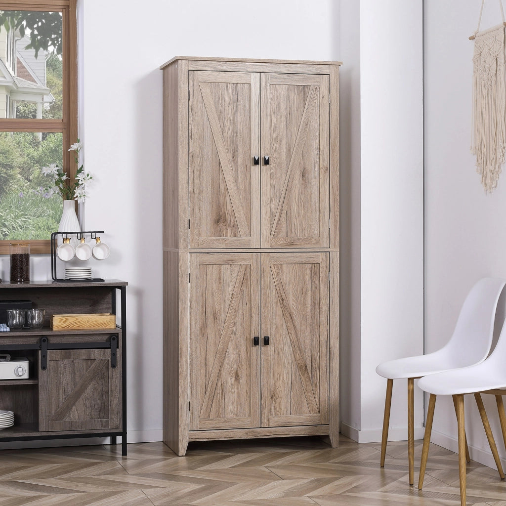 Easycomfort Mobile Cucina a 4 Ante con Mensole Regolabili e Base Rialzata in Legno 80x40x182cm