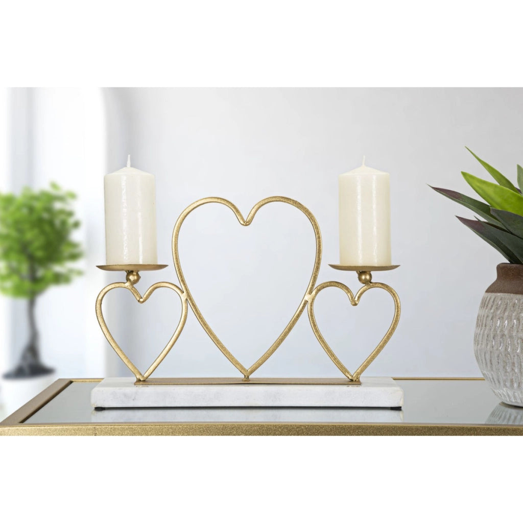 Portacandela VKH338, Oro, Marmo, 30x9x20 cm