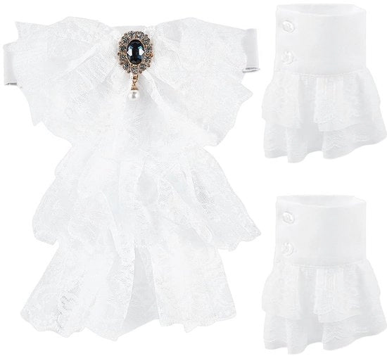 Accessorio di cosplay - Rimpelkraag in tulle - Con cerniera - Halloween - Camicia con maniche a doppio strato - Bianco