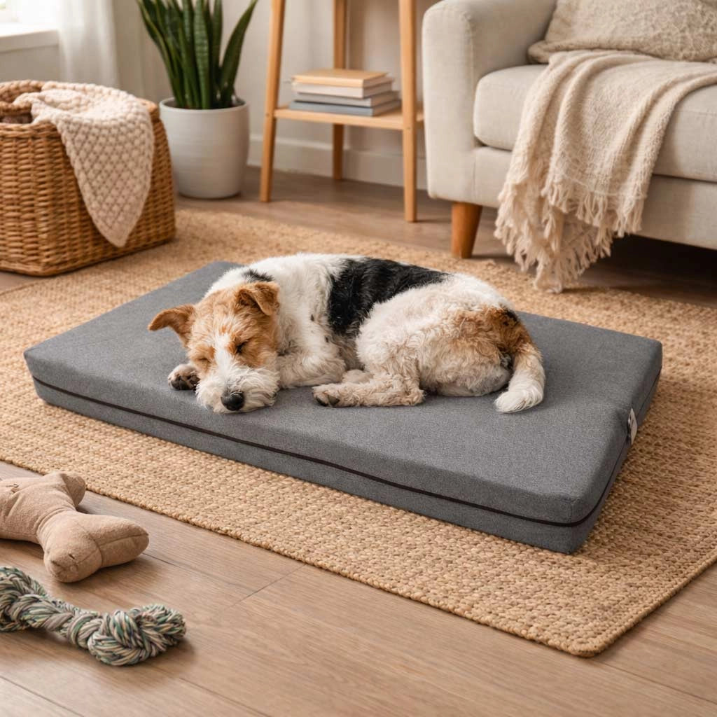 Cuccia Cane Taglia media ï¿½ Materasso per Cani e Gatti, con tessuto anallergico Sfoderabile traspirante Lavabile, Lettino Imbottito Made in Italy 100% - CUCCIA 75x105