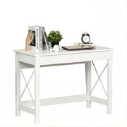 Scrivania con piano ampio e struttura laterale in metallo - per studio - 105 x 50 x 76 cm - bianco