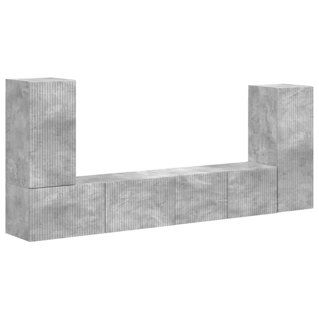 Set mobile TV 4 pcs Grigio cemento Legno multistrato 3409117