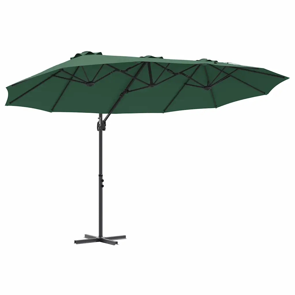 vidaXL Ombrellone a braccio da giardino Verde 372 x 198 x 243 cm