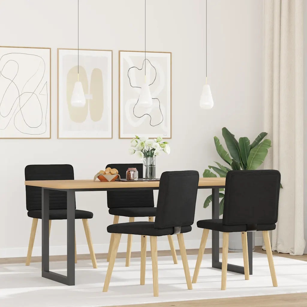 Sedie da Pranzo 4 pz | Sedie da cucina Nere in Tessuto