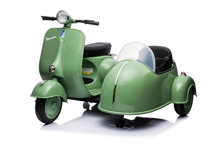 Moto Elettrica per Bambini Licenza Piaggio Vespa Sidecar 12V Verde