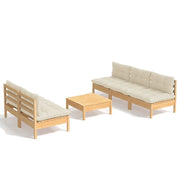 Set di mobili da giardino mobili da esterno 6 pezzi con cuscini legno di pino color crema 02_0016752