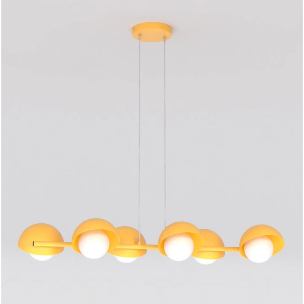 Lampada a sospensione Boom in acciaio arancione e vetro