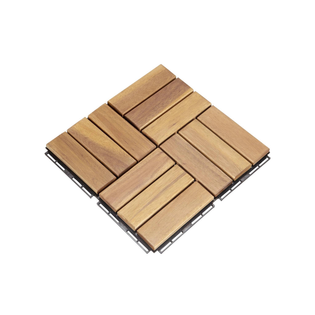 Set di piastrelle per patio in legno, 30x30cm, marrone naturale