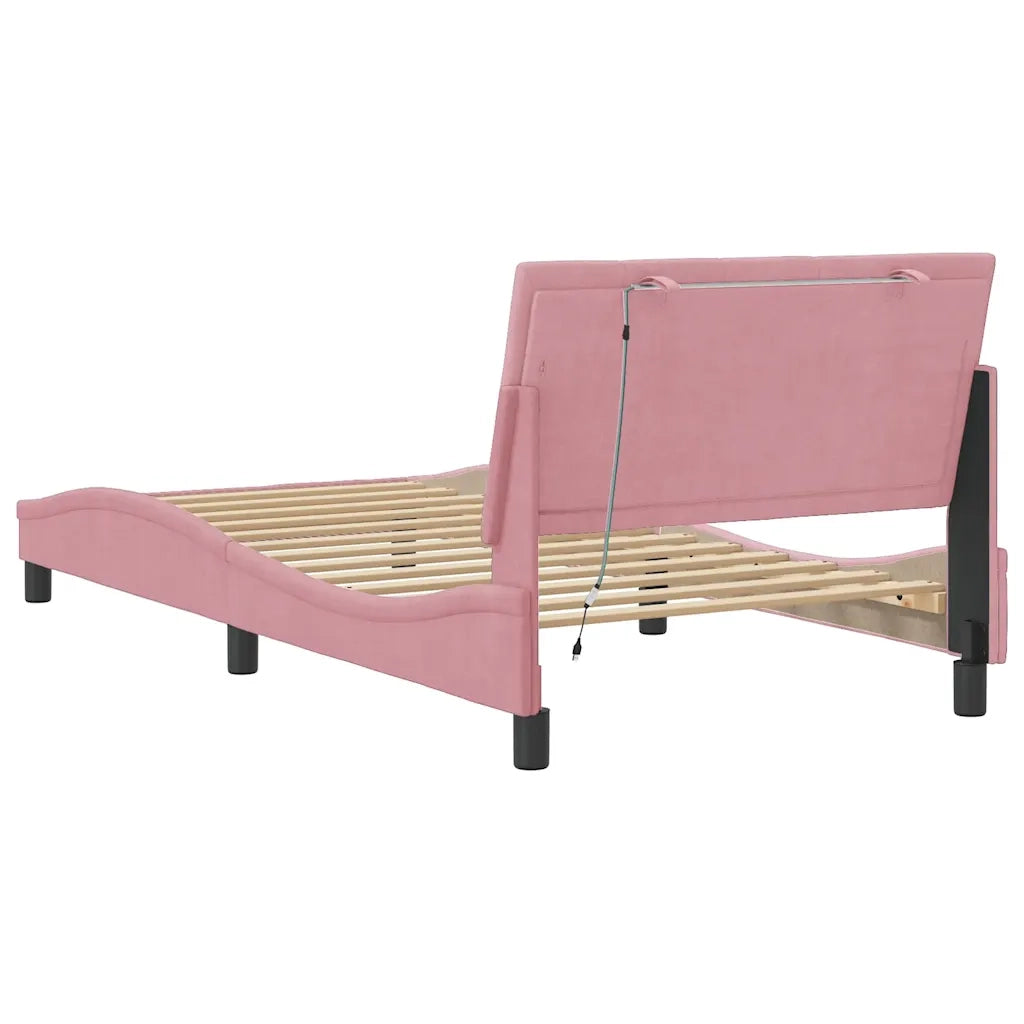 Giroletto con Luci LED Rosa 100x200 cm in Velluto