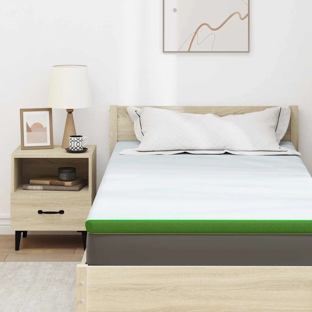 Topper per materasso Bianco e Verde 90 x 200 cm CFW1729473