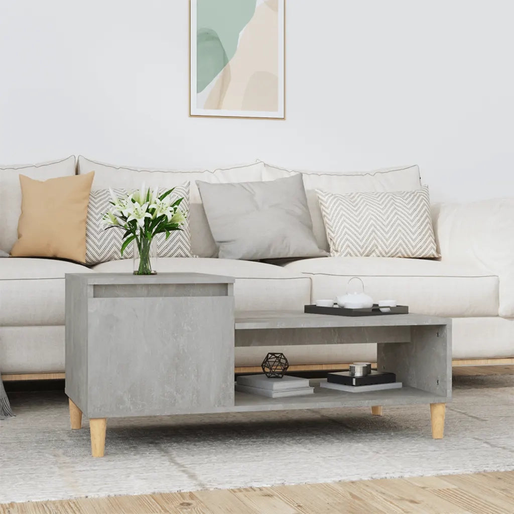 Tavolino Salotto Grigio Cemento 100x50x45 cm Legno Multistrato 821128