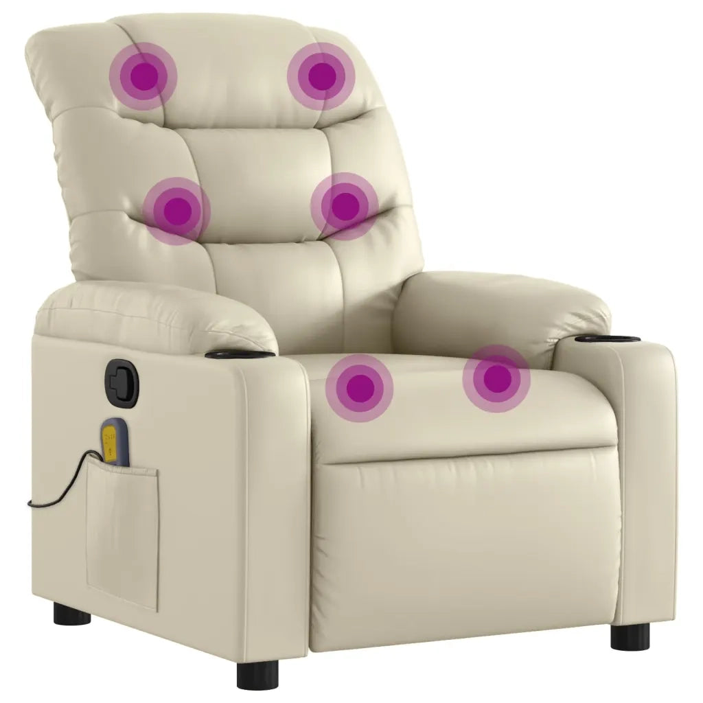 Divano Sedia-Poltrona reclinabile massaggiante in Similpelle Crema 579253