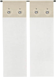 Tenda Finestra Porta Interno 60x150 cm Coppia 2 pz Cuore Shabby Chic Tessuto Semitrasparente Grigio