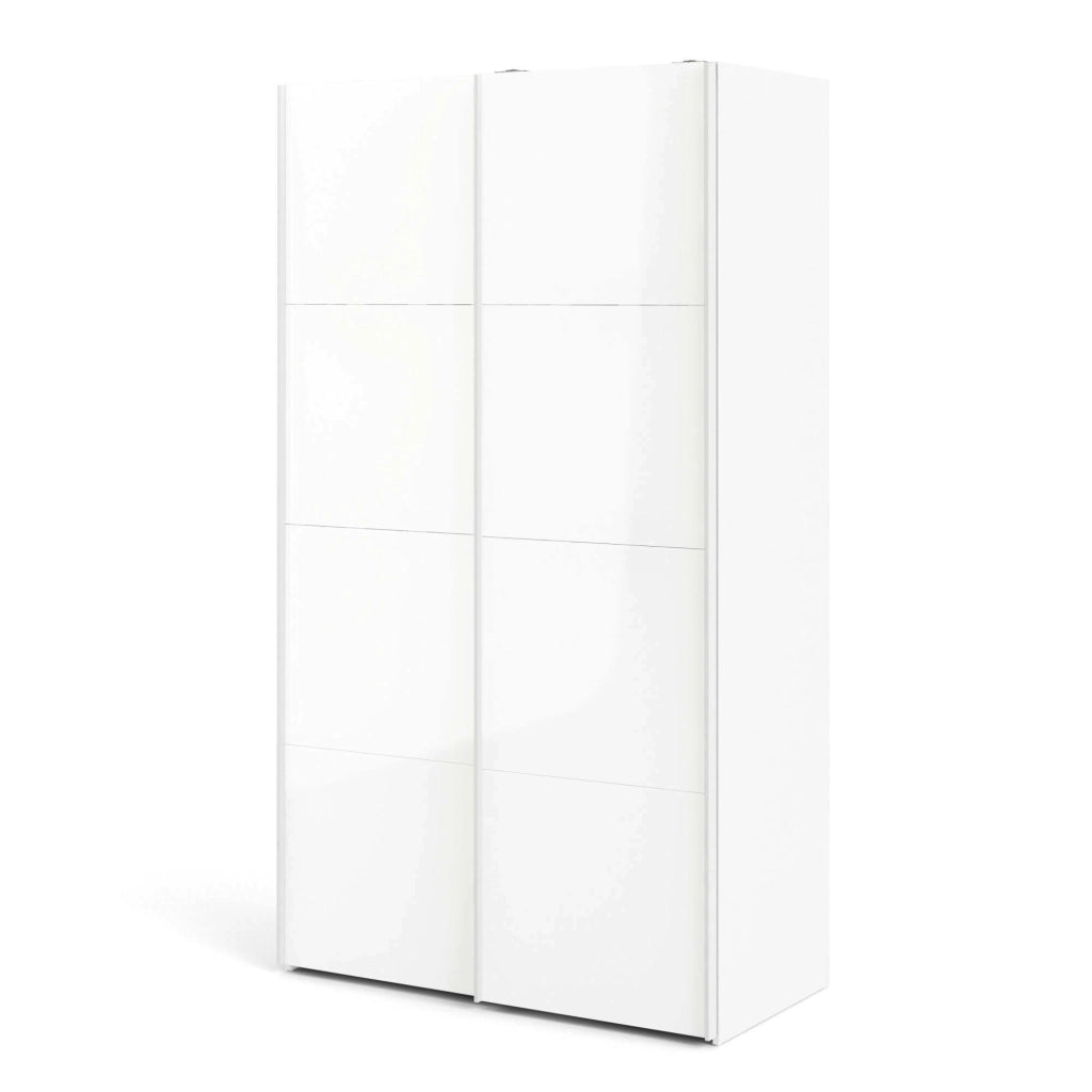 Guardaroba 2 ante Adria, Mobile camera da letto, Cabina armadio portabiti, Armadio appendiabiti, 122x62 h220 cm, Bianco lucido