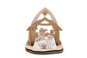 Decorazione Casa Natalizia Natale Presepe Nativita' in Legno e Resina + Luce 15 cm