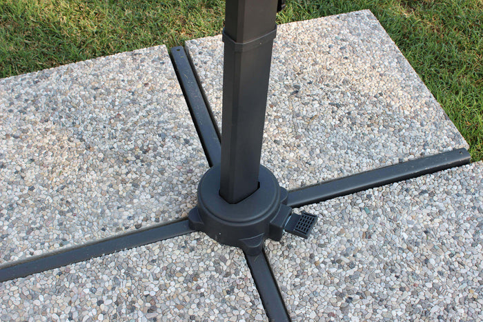 Ombrellone da Giardino Newton Decentrato 3x3 m in Alluminio Nero Telo Grigio